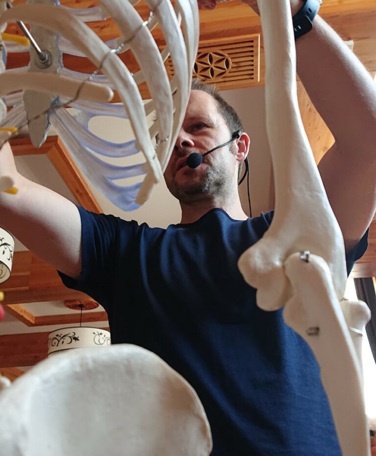 Marcin with skeleton